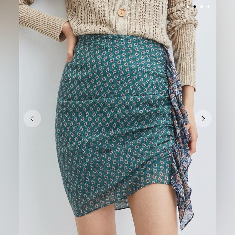 VERONICA BEARD SILK Spencer Skirt Size 6 Small Color Seaglass‎ Multi New NWT